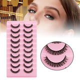 Maxbell 10 Pairs Russian Strip Lashes DD Curl Curly Eye Lashes Handmade B