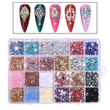 Maxbell 3500Pcs Nail Art Rhinestones Flat Bottom for Nail Art Body Art Phone Cases Dark Color