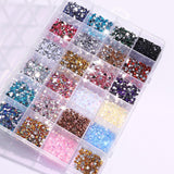 Maxbell 3500Pcs Nail Art Rhinestones Flat Bottom for Nail Art Body Art Phone Cases Dark Color