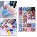 Maxbell 3500Pcs Nail Art Rhinestones Flat Bottom for Nail Art Body Art Phone Cases Dark Color