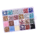 Maxbell 3500Pcs Nail Art Rhinestones Flat Bottom for Nail Art Body Art Phone Cases Dark Color