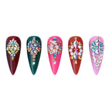 Maxbell 3500Pcs Nail Art Rhinestones Flat Bottom for Nail Art Body Art Phone Cases Dark Color