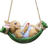 Maxbell Indoor Outdoor Cute Hanging Rabbits Sculpture Fence Figurines Decoration