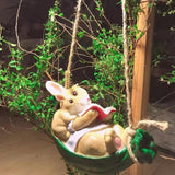 Maxbell Indoor Outdoor Cute Hanging Rabbits Sculpture Fence Figurines Decoration