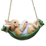 Maxbell Indoor Outdoor Cute Hanging Rabbits Sculpture Fence Figurines Decoration