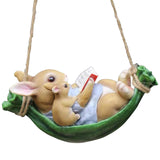 Maxbell Indoor Outdoor Cute Hanging Rabbits Sculpture Fence Figurines Decoration