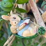 Maxbell Indoor Outdoor Cute Hanging Rabbits Sculpture Fence Figurines Decoration