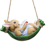 Maxbell Indoor Outdoor Cute Hanging Rabbits Sculpture Fence Figurines Decoration