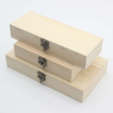Maxbell Natural Wooden Box with Hinged Lid Front Clasp Keepsake Box Plain Wood Box S