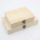 Maxbell Natural Wooden Box with Hinged Lid Front Clasp Keepsake Box Plain Wood Box S