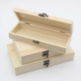 Maxbell Natural Wooden Box with Hinged Lid Front Clasp Keepsake Box Plain Wood Box S