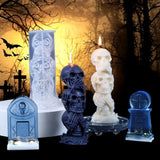 Maxbell 3 Pieces Skull Candle Molds Halloween Resin Casting DIY Ornament Horror