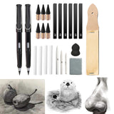 Maxbell 24x Sketching Drawing Art Kit Carbon Rods Eternal Pencil for Artist Blending