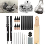 Maxbell 24x Sketching Drawing Art Kit Carbon Rods Eternal Pencil for Artist Blending