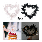 Maxbell 2Pcs Feather Cake Topper Cake Decor for Birthday Wedding Anniversary Party White