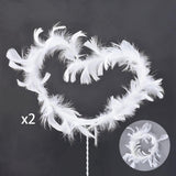 Maxbell 2Pcs Feather Cake Topper Cake Decor for Birthday Wedding Anniversary Party White