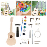 Maxbell Paintable DIY Ukulele Kits Wooden Handwork Painting with Full Accessories