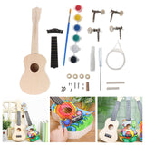 Maxbell Paintable DIY Ukulele Kits Wooden Handwork Painting with Full Accessories