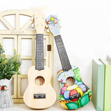 Maxbell Paintable DIY Ukulele Kits Wooden Handwork Painting with Full Accessories