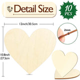 Maxbell 4 Pieces Natural Wooden Heart Discs Blank for DIY Supplies Party Decorations