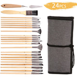 Maxbell 24 Pieces Professional Paint Brush Set Gouache Acrylic Oil Painting Brushes