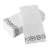 Maxbell 50Packs Disposable Hand Towels Vintage Elegant for Guest Kitchen 40x30cm Silver