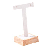 Maxbell Wooden Earring Display Holder Hanging Jewelry T Shaped for Showroom Retail Beige