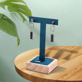 Maxbell Wooden Earring Display Holder Hanging Jewelry T Shaped for Showroom Retail Dark Green