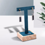 Maxbell Wooden Earring Display Holder Hanging Jewelry T Shaped for Showroom Retail Dark Green