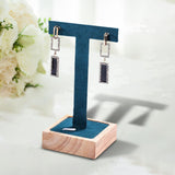 Maxbell Wooden Earring Display Holder Hanging Jewelry T Shaped for Showroom Retail Dark Green