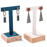 Maxbell Wooden Earring Display Holder Hanging Jewelry T Shaped for Showroom Retail Dark Green