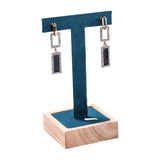 Maxbell Wooden Earring Display Holder Hanging Jewelry T Shaped for Showroom Retail Dark Green