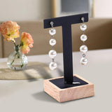 Maxbell Wooden Earring Display Holder Hanging Jewelry T Shaped for Showroom Retail Black