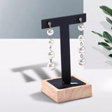 Maxbell Wooden Earring Display Holder Hanging Jewelry T Shaped for Showroom Retail Black