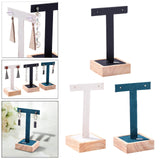 Maxbell Wooden Earring Display Holder Hanging Jewelry T Shaped for Showroom Retail Black