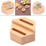 Maxbell Wood Ring Holder Elegant Jewelry Holder Small for Girl Woman Gifts for Home Hexagon 2 Slot