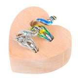 Maxbell Wood Ring Holder Elegant Jewelry Holder Small for Girl Woman Gifts for Home Heart Shaped 2 Slot