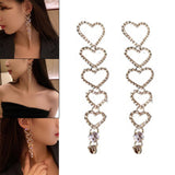 Maxbell Love Heart Rhinestone Long Dangle Earring Gifts Jewelry for Women Girls