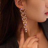 Maxbell Love Heart Rhinestone Long Dangle Earring Gifts Jewelry for Women Girls