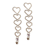 Maxbell Love Heart Rhinestone Long Dangle Earring Gifts Jewelry for Women Girls