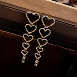 Maxbell Love Heart Rhinestone Long Dangle Earring Gifts Jewelry for Women Girls