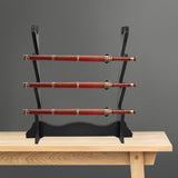 Maxbell Wood Sword Stand Support Display Bracket Wand Racks 4 Layer 15.8x15.8 in