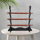 Maxbell Wood Sword Stand Support Display Bracket Wand Racks 4 Layer 15.8x15.8 in