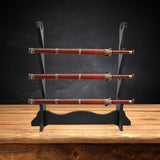 Maxbell Wood Sword Stand Support Display Bracket Wand Racks 4 Layer 15.8x15.8 in