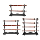 Maxbell Wood Sword Stand Support Display Bracket Wand Racks 2 Layer 14.6x9.8 in