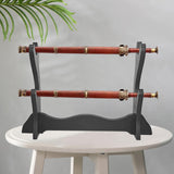 Maxbell Wood Sword Stand Support Display Bracket Wand Racks 2 Layer 14.6x9.8 in