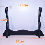 Maxbell Wood Sword Stand Support Display Bracket Wand Racks 2 Layer 14.6x9.8 in