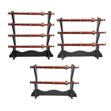 Maxbell Wood Sword Stand Support Display Bracket Wand Racks 2 Layer 14.6x9.8 in