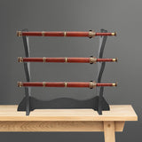 Maxbell Wood Sword Stand Support Display Bracket Wand Racks 3 Layer 14.6x11.8 in