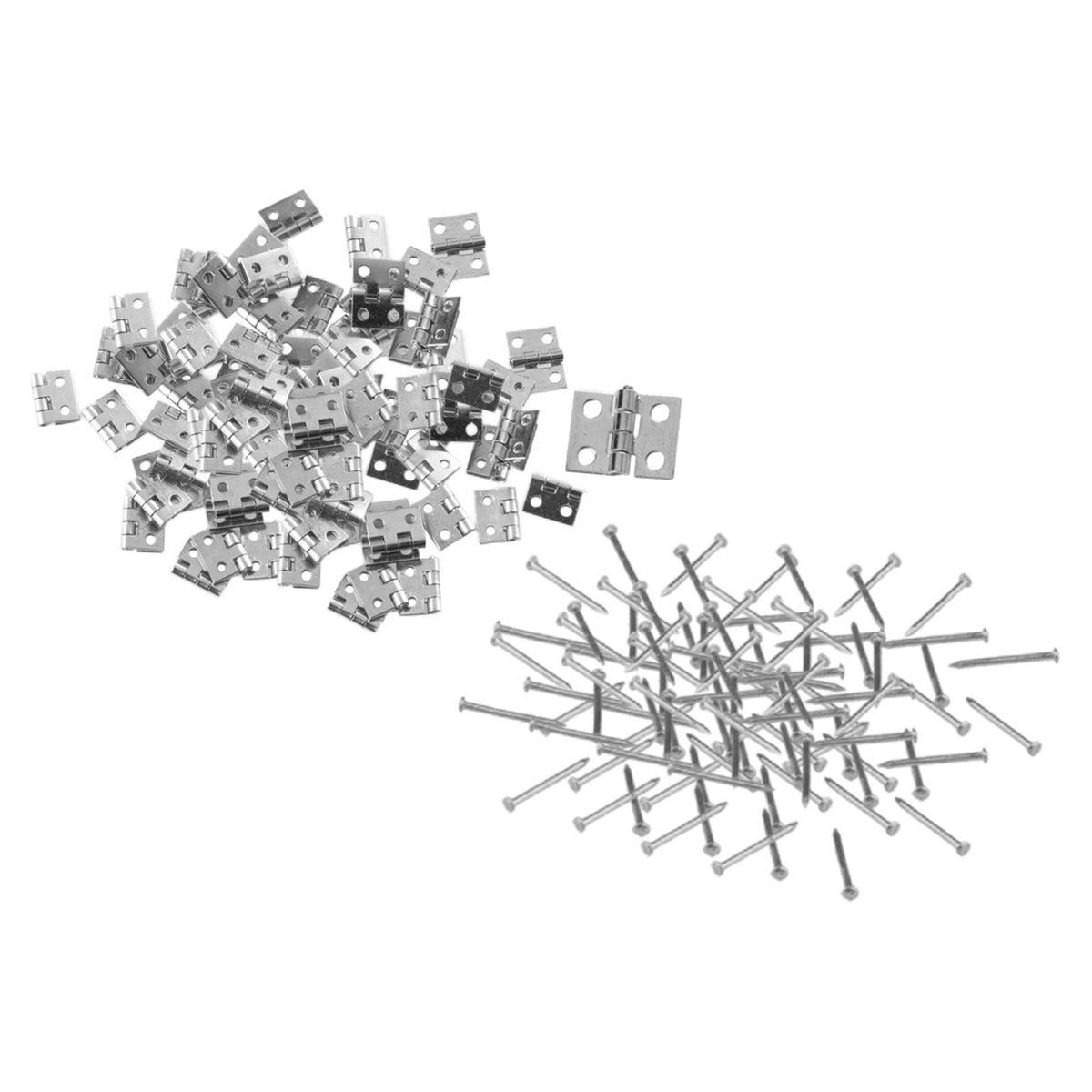 Maxbell Mini Hinges Furniture Fitting Iron Folding Butt for Cabinet Closet Gift Box Silver
